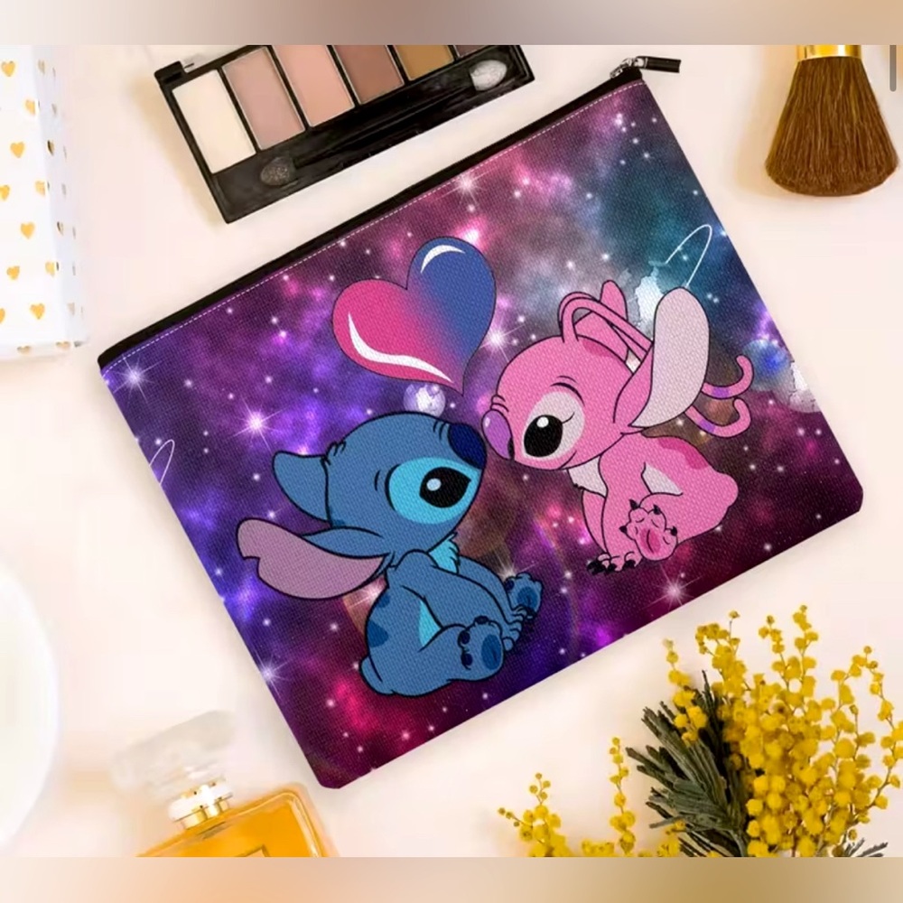 Disney Stitch & Angel Multipurpose Travel Cosmetic Bag / Pouch - Picture 2 of 3